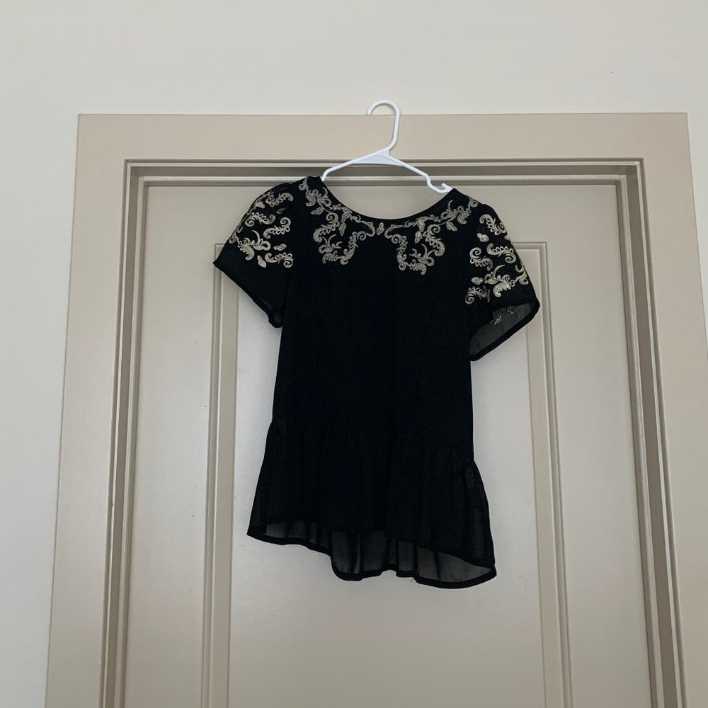 Target Embroidered Black top